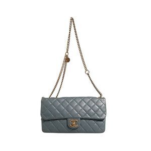 Chanel Blue Quilted Leather Crown Flap Shoulder Women's Bag